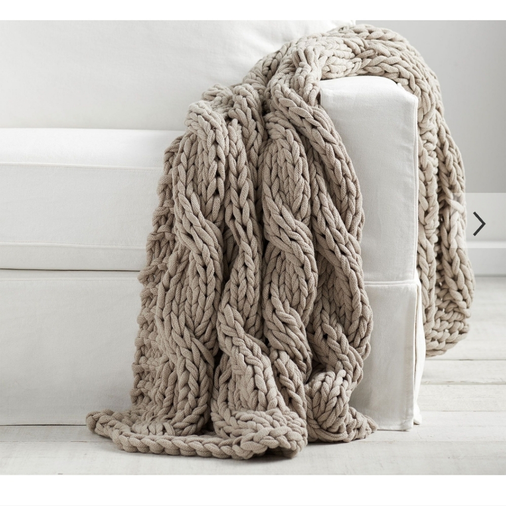POTTERY BARN Colossal Handknit Throw / Lichen - Picture 8 of 10
